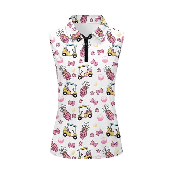Whosucclay Girly Golf Themed Pattern Workout Tank Tops Golf Shirts for Women, Elastic Soft for Sports Tennis Outdoor