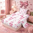 thumbnail image 2 of Meiyoeat Cute Ribbon Bow Twin Sheets 3pcs for Teens, Cartoon Fruit Cherry Bedding for Bedroom, Pink Red White, 2 of 6