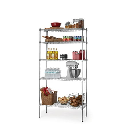 Hyper Tough 5 Tier Wire Shelf Unit Chrome 1750 lb Capacity Adult
