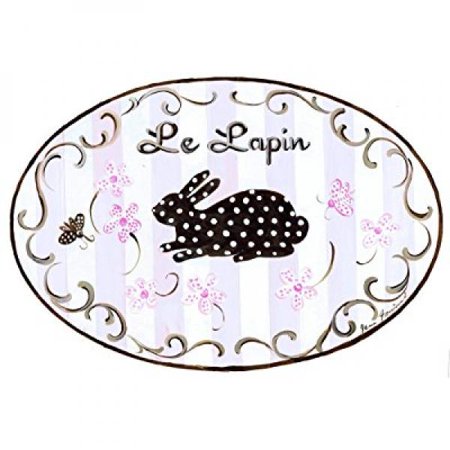 the kids room by stupell le lapin, the bunny polka dot bunny on pink striped background oval wall plaque