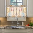 thumbnail image 2 of Yayeee Kitchen Curtains Tier Pair Light Filtering 27"x36" Rod Pocket Short Cafe Window Panel, Watercolor Seashell, 2 of 7