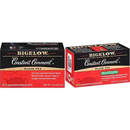 Bigelow Constant Comment Black Tea Bags 20 Count Box (Pack Of 6), Caffeinated Black Tea Bags & Decaffeinated Constant Comment Black Tea Bags, 20 Count Box (Pack Of 6) Decaf Black Tea