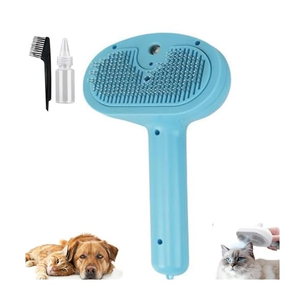 HAYAN Doggo Comfy Pet Spray Comb, Rechargeable Steam Pet Brush, Mist Massage Brush Dog, To Reduce Flying Hair, Remove Tangled & Loose Hair (Blue)