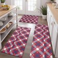 thumbnail image 2 of Red Blue White Star Plaid Checkered Pattern Kitchen Rugs Sets Of 3,Kitchen Runner Rugs Non Skid Washable,Decorative Kitchen Floor Mats for Kitchen,Sink,Laundry,17"x30"+ 17"x47" + 17"x59", 2 of 6