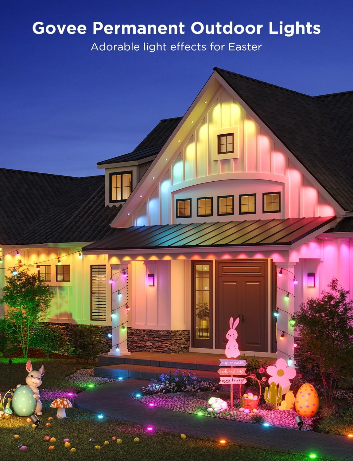 Govee RGBIC WiFi Wireless Outdoor Permanent String Lights, 100ft, White