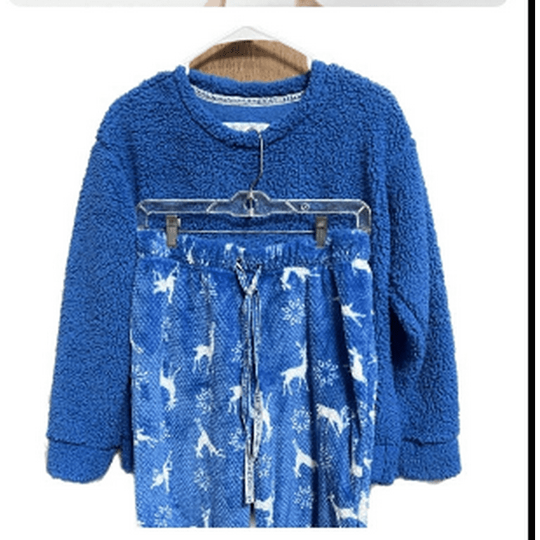 MUK LUKS Women s PJ Set Faux Sherpa Top Fleece Jogger Pant Walmart