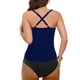 thumbnail image 4 of Traje de baño de bikini liso sin mangas para mujer, traje de baño push-up acolchado, conjuntos de blusa de traje de baño de poliéster para mujer, 4 of 5
