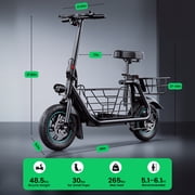 MIHOVER 550W Pet Friendly Electric Scooter with Seat for Small Dogs, 12 Electric Scooters for Adults,Dual Baskets 36V 7.8AH Battery, UL2272 Certified