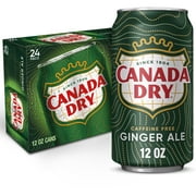 Canada Dry Caffeine Free Ginger Ale Soda Pop, 12 fl oz, 24 Pack Cans