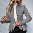 thumbnail image 6 of Elegant Women Blazer Business Work Office Peplum Hem Jacket Open Front Herringbone Coats Grey M, 6 of 7