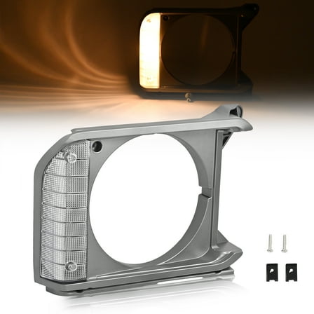 Kojem Right Headlight Bezel Compatible with 1979-1981 Toyota Pickup Headlamp Door Set Replacement for 8161089105 TO2513133 Passenger Side Gray Bezel Clear Lens