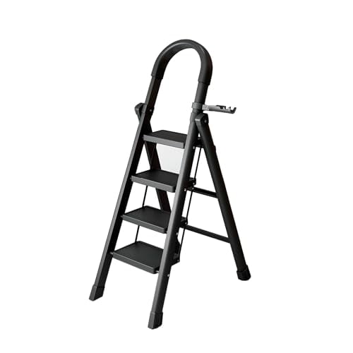 Escalera Plegable Bluelander de Acero, Escalera 4 Peldaños, Capacidad 250Kg