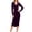Purple 06, variant on Karymi Plus Size Dresses Solid Velvet Long Sleeve Dress, Wrap V Neck Ruched Waist Bodycon Midi Dresses with Irregular Split Hem for Evening Holiday Party