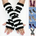 thumbnail image 5 of Chuancc Women's Long Fingerless Gloves - Warm Windproof Y2k Heart Print Knit Arm Sleeves Fingerless Mittens Hot Pink One Size, 5 of 5