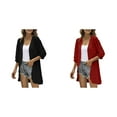 thumbnail image 1 of 2 Pack(Black 1PCS & Red 1PCS) Multipack Chiffon Cardigan Women Casual Cardigan Three Quarter Sleeve Open Front Lightweight Dots Cardigan Draped Ruffles Cardigan, 1 of 7