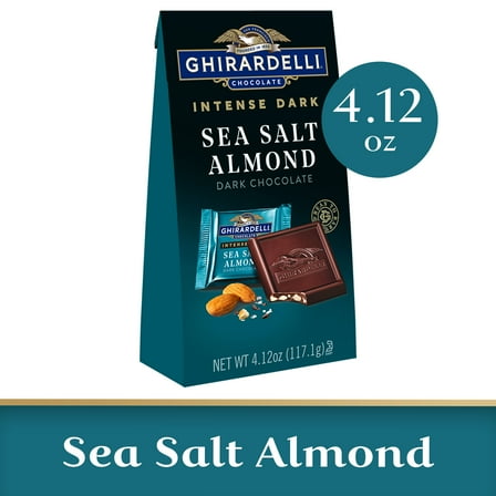 GHIRARDELLI Intense Dark Chocolate Squares, Sea Salt Almond, 4.12 oz Bag