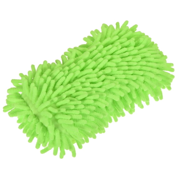 Uxcell Microfiber Chenille Dry Duster Gloves Washing Cleaning Sponge Mitten, Light Green