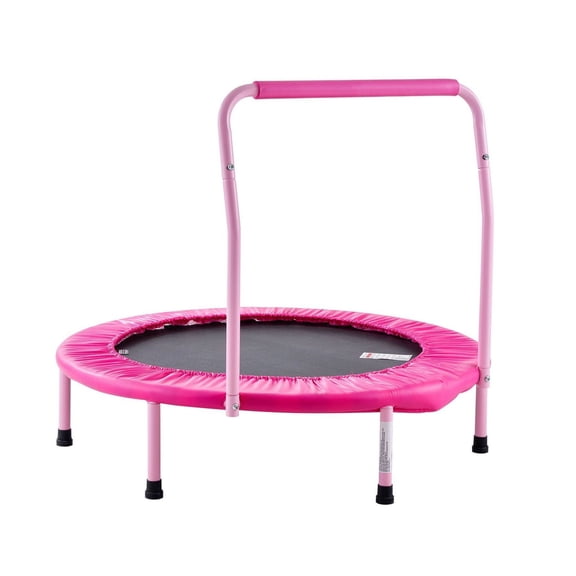 36" Mini Trampoline, Foldable Trampoline with Handle for Toddlers, 3FT Indoor Outdoor Rebounder Trampoline, Kids Birthday Gift Ages 3 , Pink