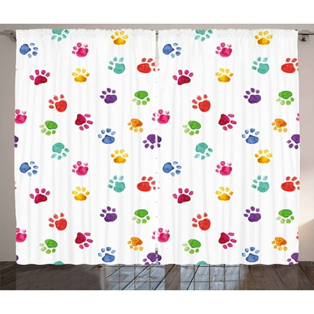 Colorful Curtains 2 Panels Set Hand Painted Illustration Of