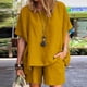 thumbnail image 1 of Puntoco Mujer Casual Verano Cuello Redondo Manga Corta Tops y Pantalones Cortos Dos Conjuntos Traje Liquidación Puntoco Puntoco-6242, 1 of 6