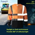 thumbnail image 4 of ProtectX 3-Pack Men's High Visibility Heavy Duty Breathable Long Sleeve Reflective Safety T-Shirts for Work Warehouse Construction, Class 2, Orange and Black - 3X Large, 4 of 8