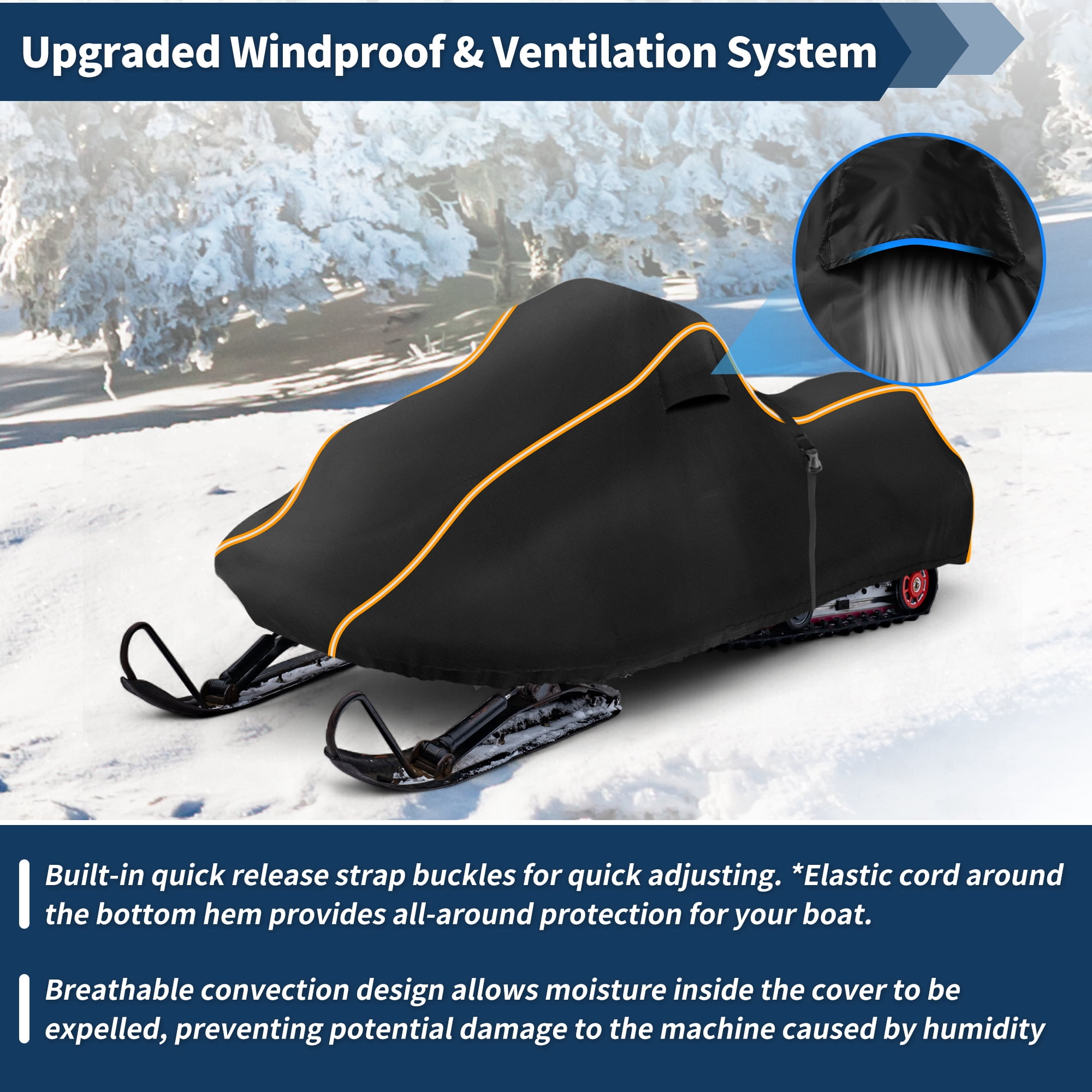 Unique Bargains Snowmobile Cover Waterproof Sled Ski Cover 420D Oxford Fabric 130"