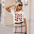 thumbnail image 6 of VILOVE Womens Strawberries Graphic Tees Crew Neck Short Sleeve Fruit Strawberries Shirts, 6 of 11