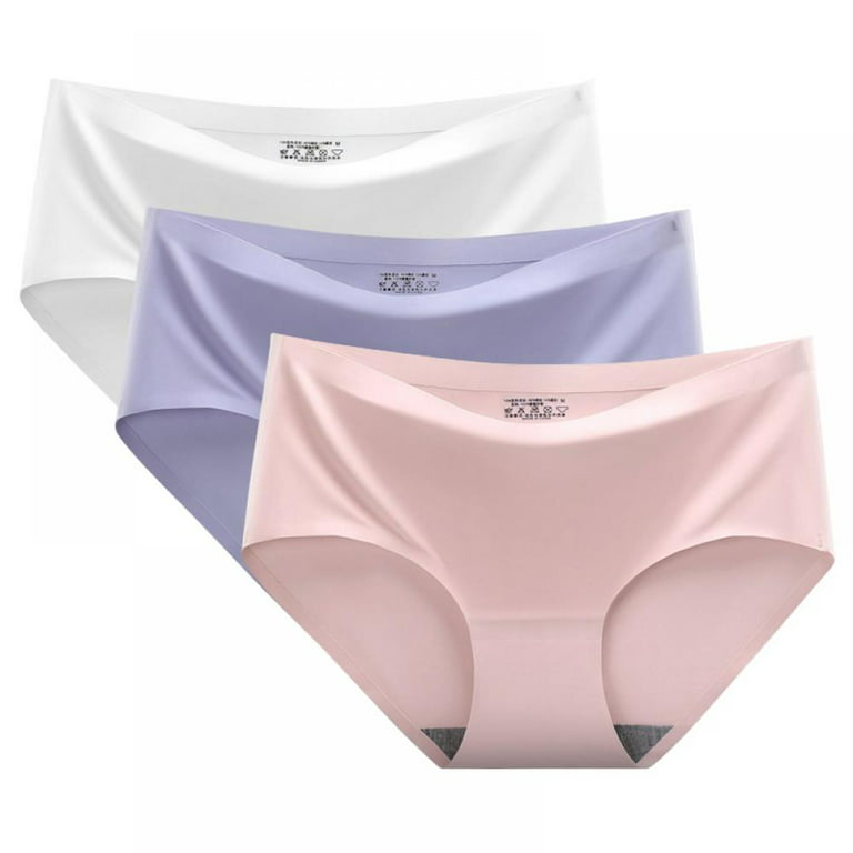 Womens Seamless Soft Underwear Plus Size Panty for Ladies Breathable Ice  Silk Hipster Stretch Panties(3-Packs)