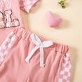 thumbnail image 7 of Xyant Toddler Baby Girl Clothes Summer Outfit Plaid Patchwork Short Sleeve Letter Embroidery T Shirt Tops and Stretch Casual Shorts Set (Red,12-18 Months), 7 of 7
