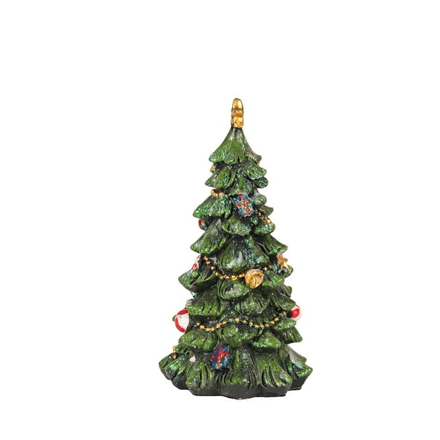 Miniescultura de árbol de Navidad de resina festiva de 17 cm