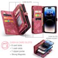 thumbnail image 2 of TECH CIRCLE for Apple iPhone 16 Case,iPhone 16 Wallet Case with Card Holder Kickstand Zipper Pocket Lanyard Strap Wristlet PU Leather Flip Case for iPhone 16 6.1" 2024,Red, 2 of 7