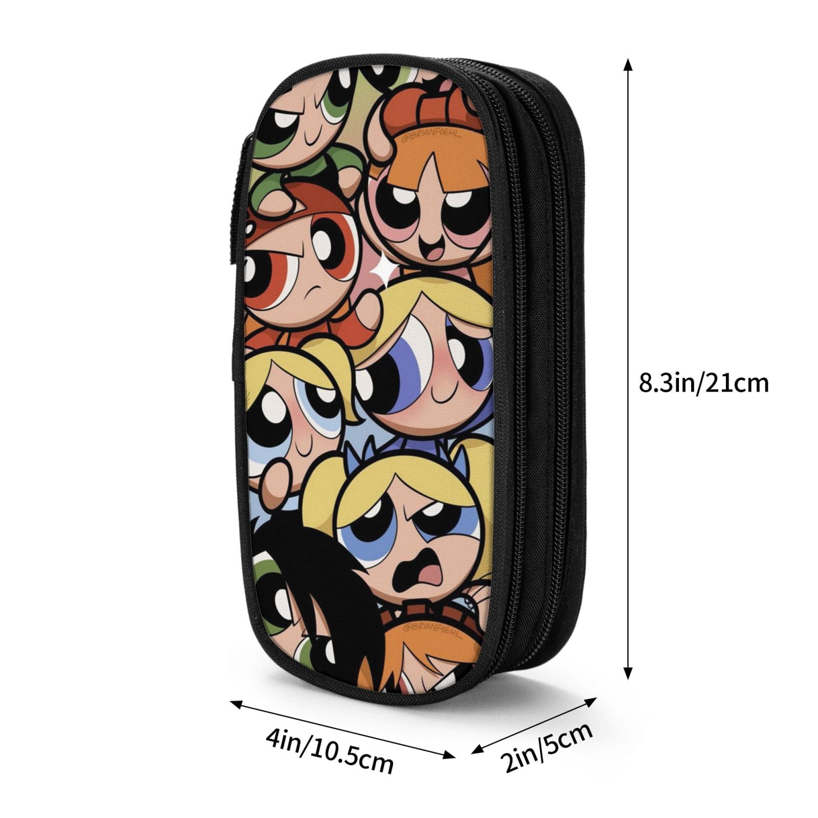 The Powerpuff Gi-rls Pencil Case Large Capacity Pencil Pouch Pen Bag Office Stationery Organizer Travel Makeup Bag Black