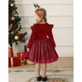 thumbnail image 5 of SANMIO Toddler Christmas Dress Girls Long Sleeve Little Girl Dresses Velvet Sequin Tutu Holiday Party Fall Winter 18M-6Y, 5 of 14