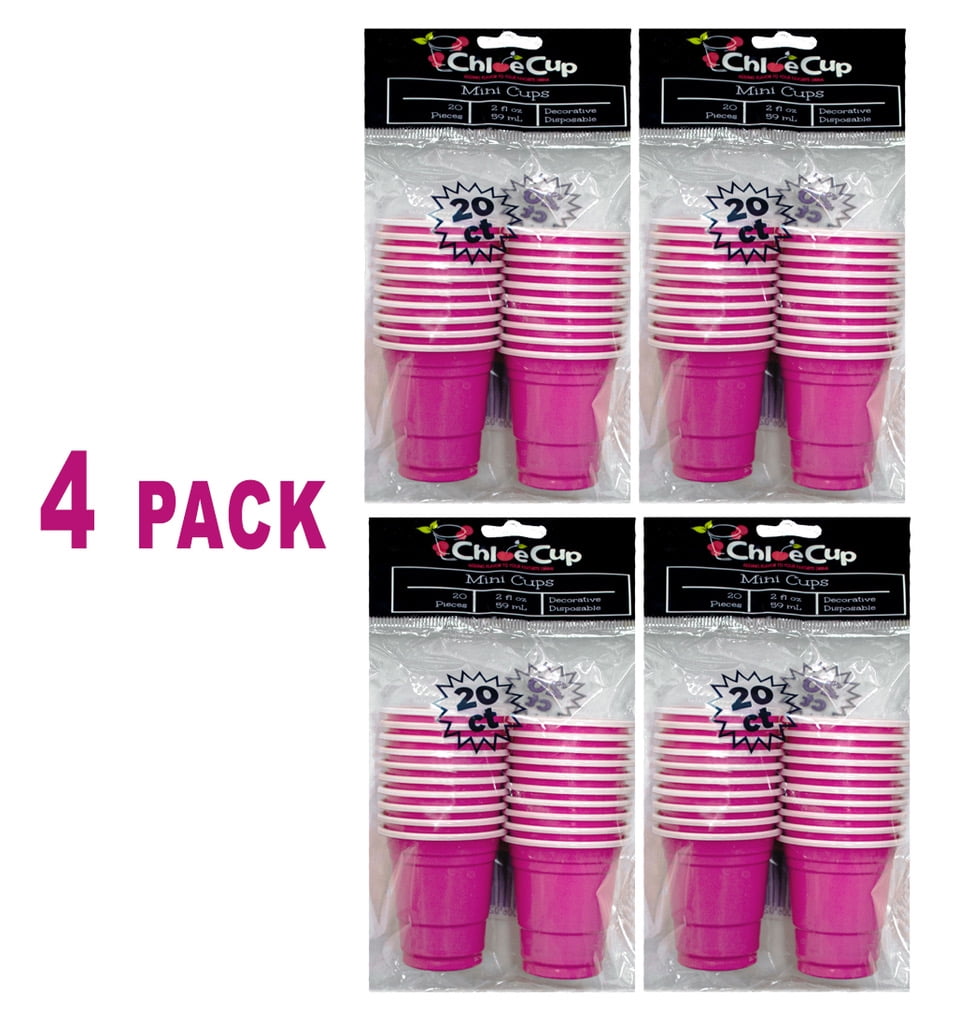 Chloe Cup; 4 Packs: 20ct 2oz Mini Cups - Pink