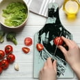 thumbnail image 3 of Zombie Cutting Board, Horror Sketch of a Crazy Man in Pain Screaming Portrait Evil Style Display, Decorative Tempered Glass Cutting and Serving Board, Wine Bottle Shape, Black White, by Ambesonne, 3 of 5