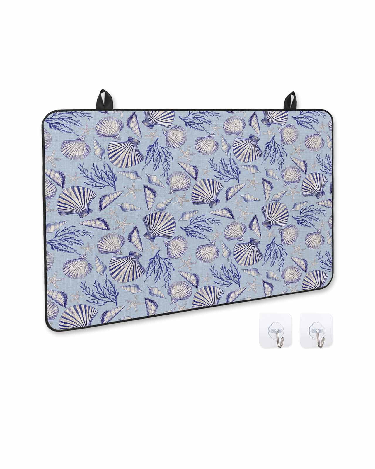 nqOlkjepod Large Induction Cooktop Protector Mat 36"x21", Coastal Seashells Stove Top Covers for Electric Stove, Summer Nautical Coral Vintage Rustic Stove Burner Cover Mats, Glass Top Stove Cover
