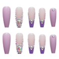 thumbnail image 4 of Fofosbeauty 24 PCS Coffin Fake Nails, Long Press on Nails Gift for Girls/Womens, Lavender French with Stones, 4 of 8