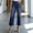 Dark Blue, variant on XPMWRP Women High Waist Front Patch Pocket Cropped Flare Jeans Slim Ankle Length Stretch Denim Capri Pants Casual Daily Walking Fashion Denim Trousers White M