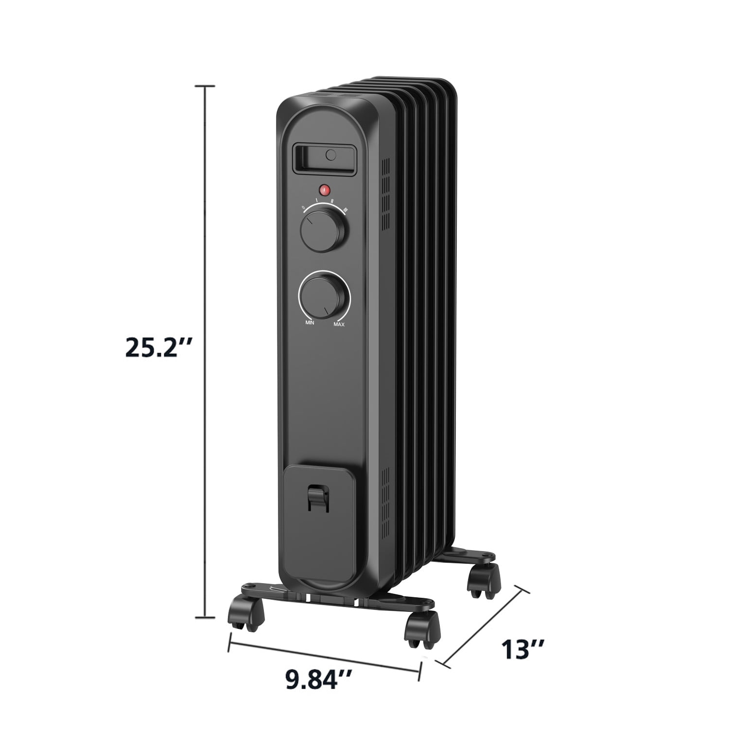 Mainstays Black 1500W 3 Heat Settings Oil Filled Heater