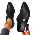 thumbnail image 4 of Willtoo Women's Low Chunky Block Heels Pumps Decor Comfortable Slip-on Heeled Loafers Evening Party Dress Shoes for Office Business, 4 of 6