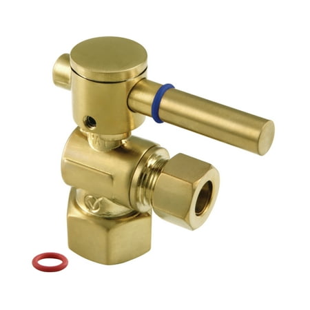 Kingston Brass CC43107DL 1/2-Inch FIP x 3/8-Inch O.D. Comp Quarter-Turn Angle Shut-Off Valve in Brushed Brass