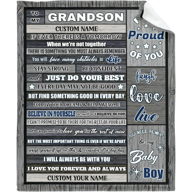 LHSHID Personalized Grandson Name Blanket from Grandma Grandpa Custom Boy Name Gift Super Soft Lightweight Lions Throws Summer Travel Blankets Birthday Present Decor Bed Sofa