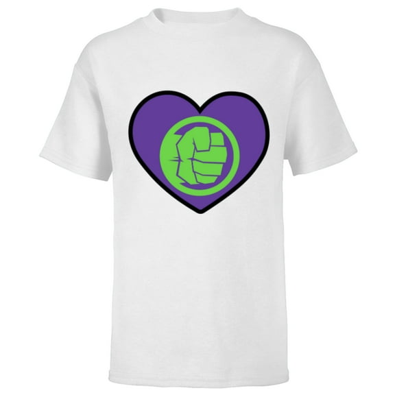 Marvel Hulk Avengers Heart Love Romantic Valentine’s Day - Short Sleeve T-Shirt for Kids - Customized-White