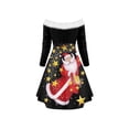 thumbnail image 2 of Women Ladies Long Sleeve Dress Off-shoulder Christmas Element Printed One-piece Dress, 2 of 6