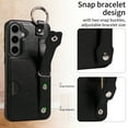 thumbnail image 3 of for Samsung Galaxy A15 Wallet Case with Card Holder, Hand Wrist Strap Loop Holder Kickstand, Finger Grip Ring Buckle PU Leather Double Buttons Shockproof Cover for Samsung Galaxy A15, Black, 3 of 10