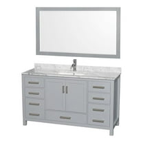 Wyndham Collection Sheffield 60" Marble Single Bathroom Vanity in Gray/White