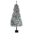 thumbnail image 3 of EDTara Snow Flocked Pre-Lit Xmas Tree, 6/7 Ft Artificial Christmas Tree with 200 Multi-Color Lights, Realistic PE Branches, Metal Stand, 3 of 8