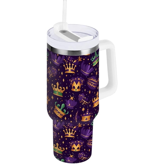 30oz Mardi Gras Stainless Steel Vacuum Insulated Tumbler Superior Drinking Cup with Lid and Straw,Insulated Cup for Water, Iced Tea or Coffee Smoothie 21342909