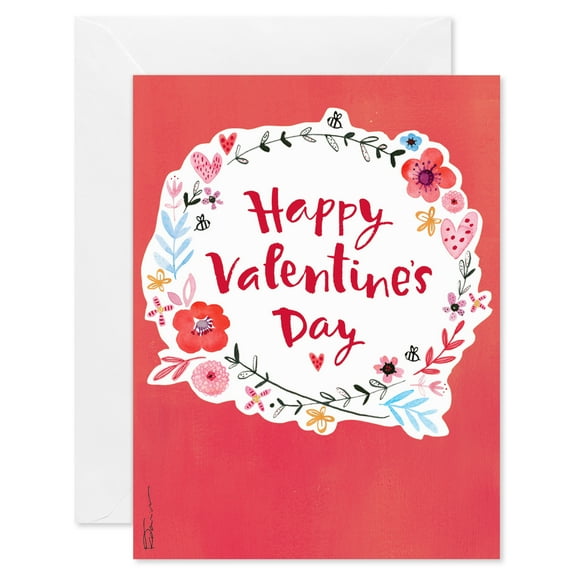American Greetings Valentine's Day Card Bundle for Single Design, Ring of Flowers (8-Count)