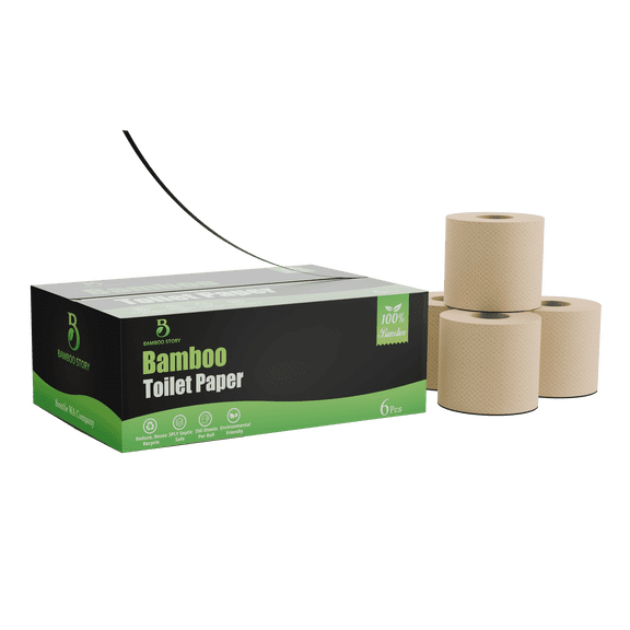 Bamboo Story Bamboo Toilet Paper Unbleached – 6 Rolls, 3-Ply, 350 Sheets | Hypoallergenic, Chemical Free, Septic Safe, FSC Certified | Non Toxic, Natural Bamboo Tissue
